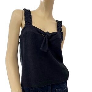 Madewell- textured and thread black woven tank with bow detail- small